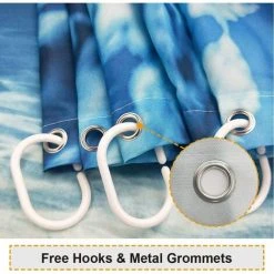 SUNFLOWER Rideau De Douche Bleu Anti-moisissure Avec Crochet Tissu Rideau De Douche Salle De Bain Rideau De Douche Monde Sous-marin 180cmx180cm -Rideau et tringle Soldes 2024 37767185 4