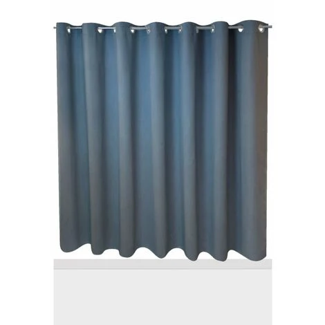 RIDEAUDISCOUNT Rideau Occultant Grande Largeur 275 X 180 Cm à Oeillets Uni Bleu Foncé - Bleu 2 RIDEAUDISCOUNT Rideau Occultant Grande Largeur 275 X 180 Cm à Oeillets Uni Bleu Foncé - Bleu – Image 2