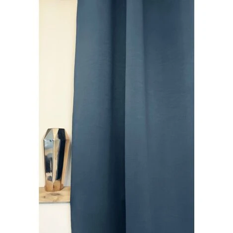 RIDEAUDISCOUNT Rideau Occultant Grande Largeur 275 X 180 Cm à Oeillets Uni Bleu Foncé - Bleu 4 RIDEAUDISCOUNT Rideau Occultant Grande Largeur 275 X 180 Cm à Oeillets Uni Bleu Foncé - Bleu – Image 4