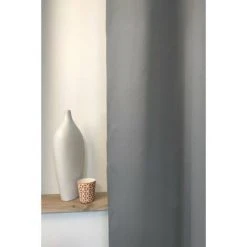 RIDEAUDISCOUNT Rideau Occultant 135 X 180 Cm à Oeillets Uni Gris Moyen - Gris 8 RIDEAUDISCOUNT Rideau Occultant 135 X 180 Cm à Oeillets Uni Gris Moyen - Gris -Rideau et tringle Soldes 2024 37787105 4