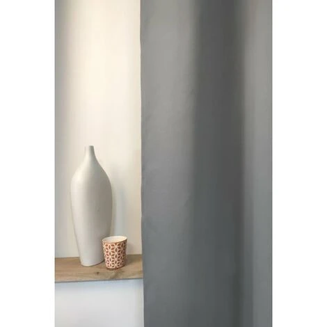 RIDEAUDISCOUNT Rideau Occultant 135 X 180 Cm à Oeillets Uni Gris Moyen - Gris 4 RIDEAUDISCOUNT Rideau Occultant 135 X 180 Cm à Oeillets Uni Gris Moyen - Gris – Image 4