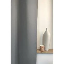RIDEAUDISCOUNT Rideau Occultant Grande Largeur 275 X 180 Cm à Oeillets Uni Gris Moyen - Gris -Rideau et tringle Soldes 2024 37787298 4