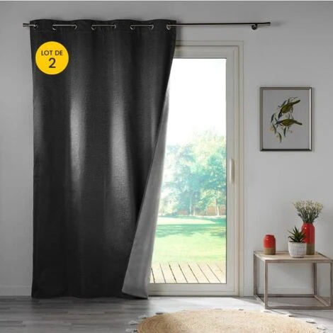 CDAFFAIRES Lot De 2 Rideaux Isolant Phonique Thermique Occultant 140 X 260 Cm Darko Gris - Anthracite 1 CDAFFAIRES Lot De 2 Rideaux Isolant Phonique Thermique Occultant 140 X 260 Cm Darko Gris - Anthracite