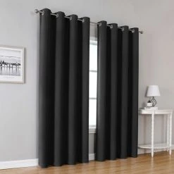 OOBEST Lot De 2 Rideaux Thermiques 140*240cm Noir
