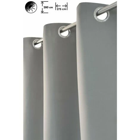RIDEAUDISCOUNT Rideau Occultant Grande Largeur Grande Hauteur 275 X 280 Cm à Oeillets Uni Gris Moyen - Gris 1 RIDEAUDISCOUNT Rideau Occultant Grande Largeur Grande Hauteur 275 X 280 Cm à Oeillets Uni Gris Moyen - Gris