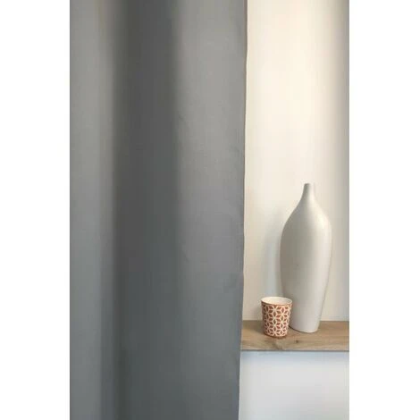 RIDEAUDISCOUNT Rideau Occultant Grande Largeur Grande Hauteur 275 X 280 Cm à Oeillets Uni Gris Moyen - Gris 4 RIDEAUDISCOUNT Rideau Occultant Grande Largeur Grande Hauteur 275 X 280 Cm à Oeillets Uni Gris Moyen - Gris – Image 4