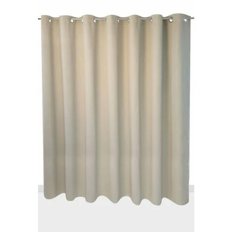 RIDEAUDISCOUNT Rideau Occultant Grande Largeur 275 X 240 Cm à Oeillets Uni Taupe - Naturel 2 RIDEAUDISCOUNT Rideau Occultant Grande Largeur 275 X 240 Cm à Oeillets Uni Taupe - Naturel – Image 2