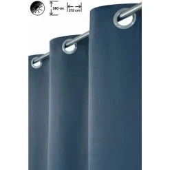 RIDEAUDISCOUNT Rideau Occultant Grande Largeur Grande Hauteur 275 X 280 Cm à Oeillets Uni Bleu Foncé - Bleu