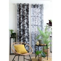 HOMEMAISON Rideau Occultant Imprimé Exotique Noir 135 X 260 Cm