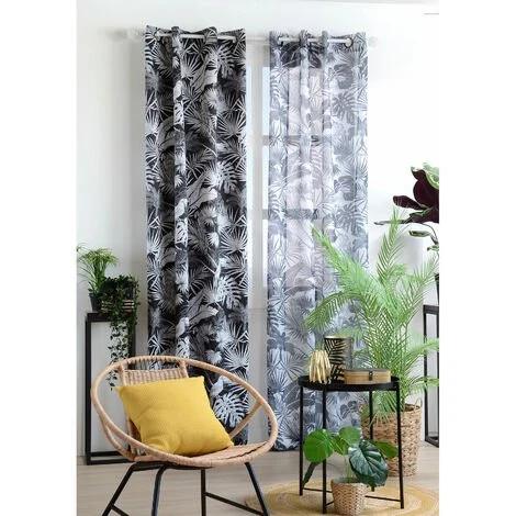 HOMEMAISON Rideau Occultant Imprimé Exotique Noir 135 X 260 Cm 1 HOMEMAISON Rideau Occultant Imprimé Exotique Noir 135 X 260 Cm
