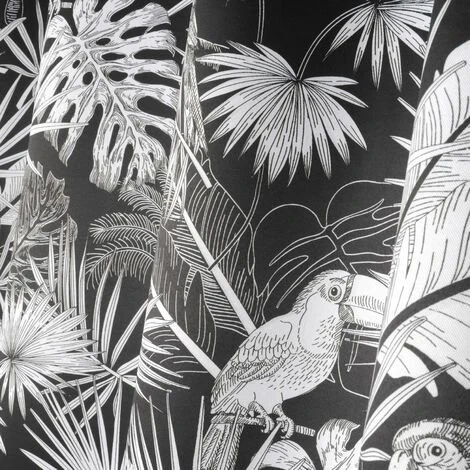HOMEMAISON Rideau Occultant Imprimé Exotique Noir 135 X 260 Cm 2 HOMEMAISON Rideau Occultant Imprimé Exotique Noir 135 X 260 Cm – Image 2