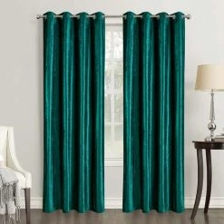 BEST INTERIOR Paire Rideaux Côme Velours Vert 140x260cm - Vert