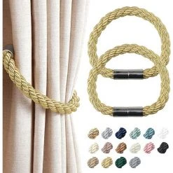 LANGRAY 2 Paquets D'embrasses Magnétiques Pour Rideaux Style Moderne Et Simple, Pratiques Et Décoratives Pour Rideaux Fins Ou épais à La Maison Ou Au Bureau (or)