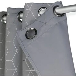 IDMARKET Lot De 2 Rideaux Thermiques Gris Anthracite Motif Géométrique 140x240 Cm - Gris -Rideau et tringle Soldes 2024 39049936 3