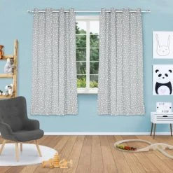 IDMARKET Lot De 2 Rideaux Thermiques Gris Clair Motif étoile 140x180 Cm - Gris