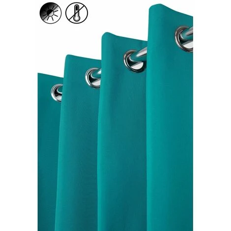RIDEAUDISCOUNT Rideau Occultant Thermique 135 X 240 Cm à Oeillets Anti-Froid Uni Bleu - Bleu 1 RIDEAUDISCOUNT Rideau Occultant Thermique 135 X 240 Cm à Oeillets Anti-Froid Uni Bleu - Bleu