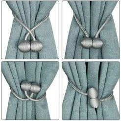 TRIOMPHE Embrasse à Rideaux Avec Boucle Magnétique Rideau Clips Corde Décoratives Attache De Rideau Pour Maison Salon Chambre Bureau Paquet De 2（Gris Argent） -Rideau et tringle Soldes 2024 39637805 4