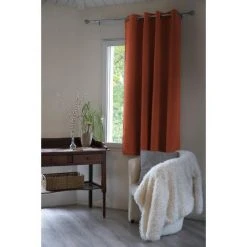 INTEX DECO Rideau Occultant + Polaire 140 X 180 Cm Laponie Terracotta Orange - Orange