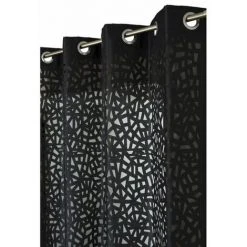 RIDEAUDISCOUNT Rideau Tamisant 140 X 240 Cm à Oeillets Ajouré Motif Lasercut Géométrique Noir - Noir