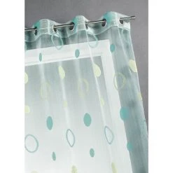 HOMEMAISON Voilage Organza Jacquard Aux Motifs Cercles Turquoise 140 X 240 Cm - Turquoise