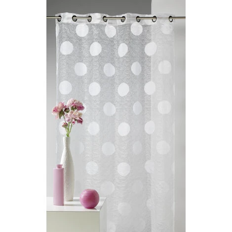 HOMEMAISON Voilage En Organza Jacquard Brodé Motif Gros Rond Blanc 130 X 240cm - Blanc 1 HOMEMAISON Voilage En Organza Jacquard Brodé Motif Gros Rond Blanc 130 X 240cm - Blanc