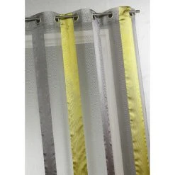 HOMEMAISON Voilage Bicolore à Rayures Verticales Bambou 140 X 260 Cm - Bambou