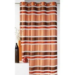 HOMEMAISON Voilage En Organza Rayures Horizontales Moka 140 X 240 Cm - Moka