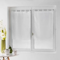 HOMEMAISON Paire De Petits Vitrages Droits à Passants Blanc 60 X 120 Cm - Blanc