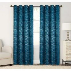 BEST INTERIOR Paire De Rideaux Gemma Bleu 140x260cm - Bleu