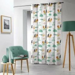 Paris Prix - Rideau à œillets Enfant "leonard" 140x240cm Blanc