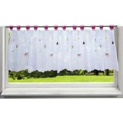 VERSAILLESFR 1Pc Rideau Voilage Brise-bise Avec Broderie Rideaux Courts Décoration De Fenêtre Cuisine/Salle De Bain/Café (LxH 120x45cm)