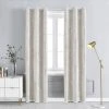 VERSAILLESFR Lot De 2 Rideau Occultants Isolants Rideau Chambre A Oeillets Avec Motif Argente Blanc Pâle Gris 132x213cm