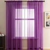 VERSAILLESFR Rideau Voilage Violet 140x160 Cm Rideau Court Souple Passe Tringle Prêt à Poser Voilages Intérieurs Semi-Transparant Lot De 2 Rideaux Pour Petites Fenêtres Salon Moderne Cuisine Chambre Fille