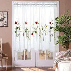 VERSAILLESFR Rideaux Courts Blanc,rideaux Voilage Rideaux Brodés Rideau Bistrot Panneaux Rideaux Rideau Cantonnière Rideaux Voile Valance Rideau Demi Rideaux Pour Salon Chambre Cuisine Fenetre Décor -Rideau et tringle Soldes 2024 41576513 4