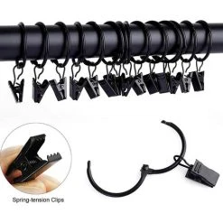 TANABATA 40 Pièces Anneaux De Rideaux Avec Pinces, Anneaux Rideaux En Métal Pour Rideaux Anneaux à Pinces Pour Rideau Clips Crochets (Noir 25mm) -Rideau et tringle Soldes 2024 41581788 3