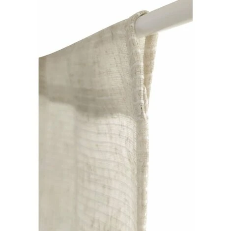 RIDEAUDISCOUNT Vitrage 90 X 210 Cm à Passe Tringle Grande Hauteur Effet Naturel Fines Rayures Horizontales Naturel Blanc - Blanc 1 RIDEAUDISCOUNT Vitrage 90 X 210 Cm à Passe Tringle Grande Hauteur Effet Naturel Fines Rayures Horizontales Naturel Blanc - Blanc