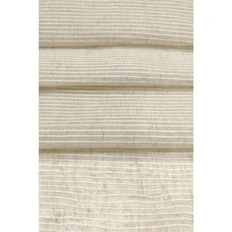 RIDEAUDISCOUNT Vitrage 90 X 210 Cm à Passe Tringle Grande Hauteur Effet Naturel Fines Rayures Horizontales Naturel Blanc - Blanc 3 RIDEAUDISCOUNT Vitrage 90 X 210 Cm à Passe Tringle Grande Hauteur Effet Naturel Fines Rayures Horizontales Naturel Blanc - Blanc – Image 3