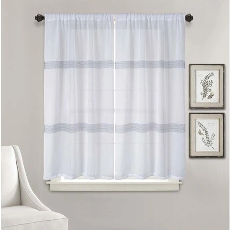 BEST INTERIOR Paire De Vitrages Dalia Blanc 90x120cm - Blanc 1 BEST INTERIOR Paire De Vitrages Dalia Blanc 90x120cm - Blanc