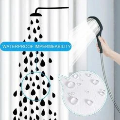 Rideau De Douche, Tissu Rideaux De Douche 180x200,Résistant à La Moisissure Imperméable Avec Des Crochets,Rideau Douche Pour Salle De Bains,Irisfr,（Motif De Douche Noir） -Rideau et tringle Soldes 2024 42741619 4