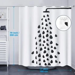 Rideau De Douche, Tissu Rideaux De Douche 180x200,Résistant à La Moisissure Imperméable Avec Des Crochets,Rideau Douche Pour Salle De Bains,Irisfr,（Motif De Douche Noir） -Rideau et tringle Soldes 2024 42741619 5