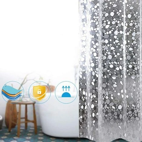 GrooFoo Rideau De Salle De Bain Rideau De Douche Baignoire Imperméable, Anti-moisissure, Antibactérien, Blanc Semi-Transparent-180x200 Cm 4 GrooFoo Rideau De Salle De Bain Rideau De Douche Baignoire Imperméable, Anti-moisissure, Antibactérien, Blanc Semi-Transparent-180x200 Cm – Image 4