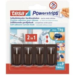 Fixation Adhésive Pour Rideaux Powerstrips® Tesa 58047-00002-20 Marron 4 Pc(s) - Marron