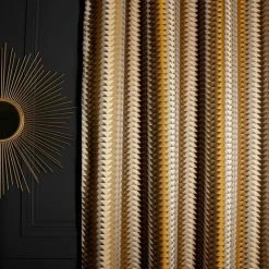 RIDEAUDISCOUNT Rideau Tamisant 135 X 280 Cm à Oeillets Jacquard Editeur Motif Géométrique Brun - Brun