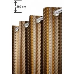 RIDEAUDISCOUNT Rideau Tamisant 135 X 280 Cm à Oeillets Jacquard Editeur Motif Géométrique Brun - Brun -Rideau et tringle Soldes 2024 44419411 3