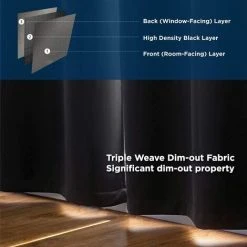 FREOSEN Lot De 2 Rideaux Occultants Thermiques - Gris - 140 X 260 Cm -Rideau et tringle Soldes 2024 44487356 3