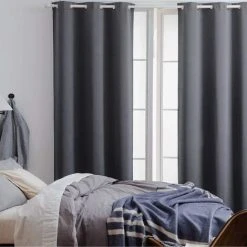 FREOSEN Lot De 2 Rideaux Occultants Thermiques - Gris - 140 X 260 Cm -Rideau et tringle Soldes 2024 44487356 4