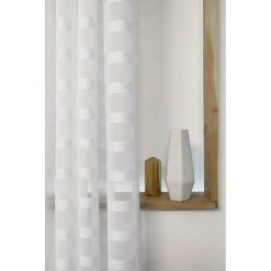 RIDEAUDISCOUNT Voilage Grande Largeur 280 X 240 Cm à Oeillets Rayures Satinées Horizontales Blanc - Blanc -Rideau et tringle Soldes 2024 44493225 3