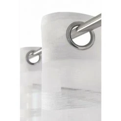 RIDEAUDISCOUNT Voilage Grande Largeur 280 X 240 Cm à Oeillets Rayures Satinées Horizontales Blanc - Blanc -Rideau et tringle Soldes 2024 44493225 4