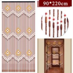 Rideau De Porte En Perles De Bois - 31 Lignes - 90x220cm Jmax