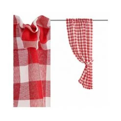 WADIGA Rideau Cuisine Tissu Vichy Rouge Et Blanc - 70x125cm - Rouge -Rideau et tringle Soldes 2024 44916194 5